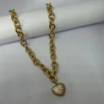 Corrente Elo com Coração Cravejado