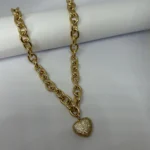 Corrente Elo com Coração Cravejado - Imagem 2